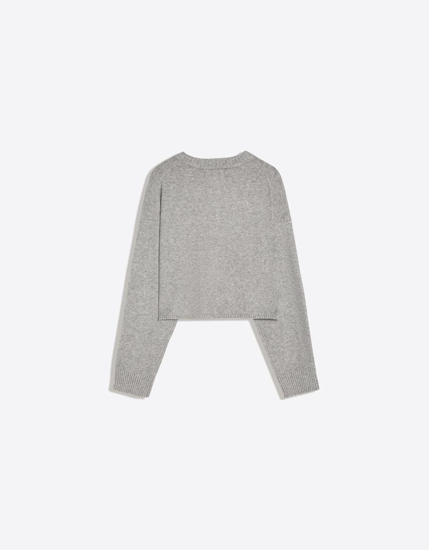 Jacke mit Rundausschnitt aus Soft-Touch-Material-Grau