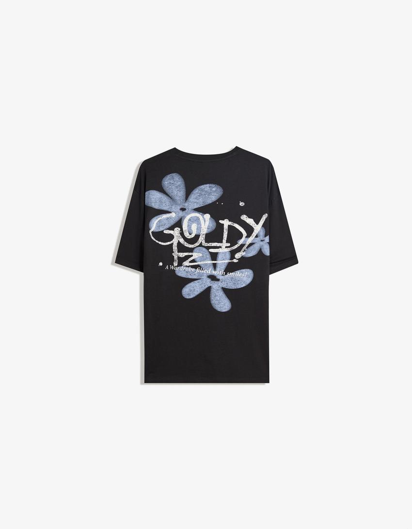 Short sleeve T-shirt with print-Dark grey-5