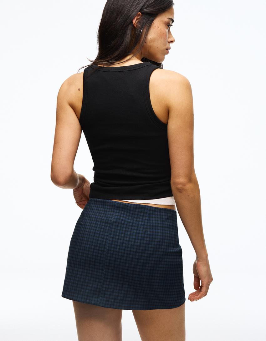 Falda pantalón mini hebilla-Marino