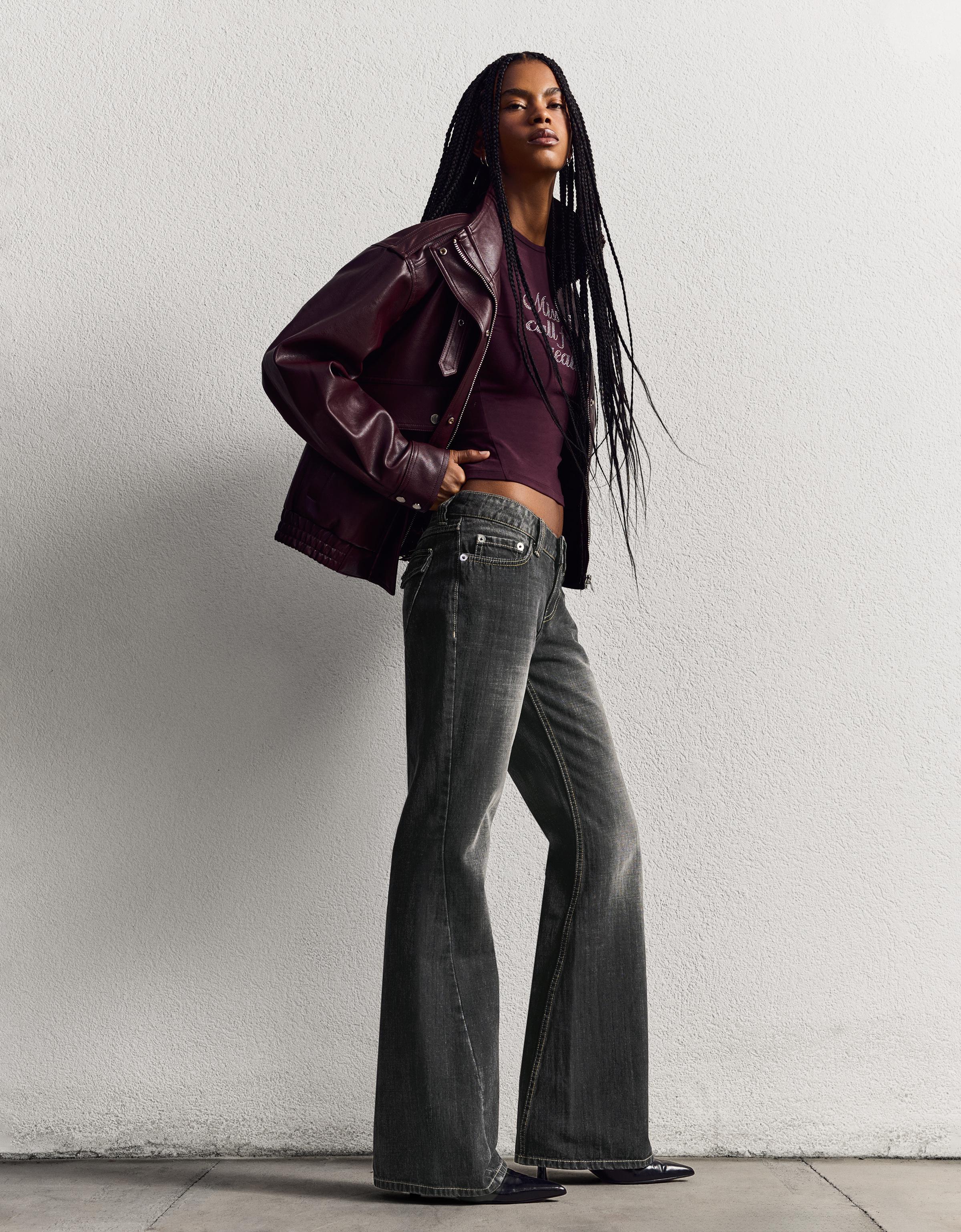 Bershka Baggy Schlagjeans Damen 32 Silber