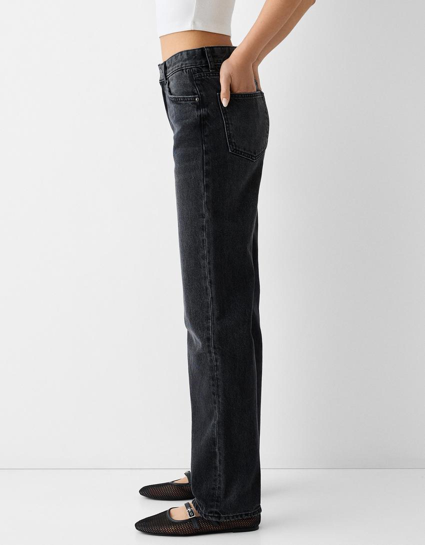 بنطال جينز بقصة مستقيمة-أسود-3
