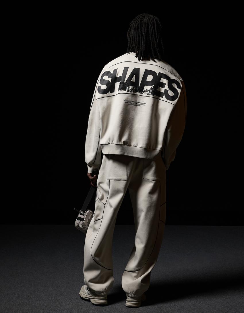 Boxy fit embroidered sweatshirt-Stone