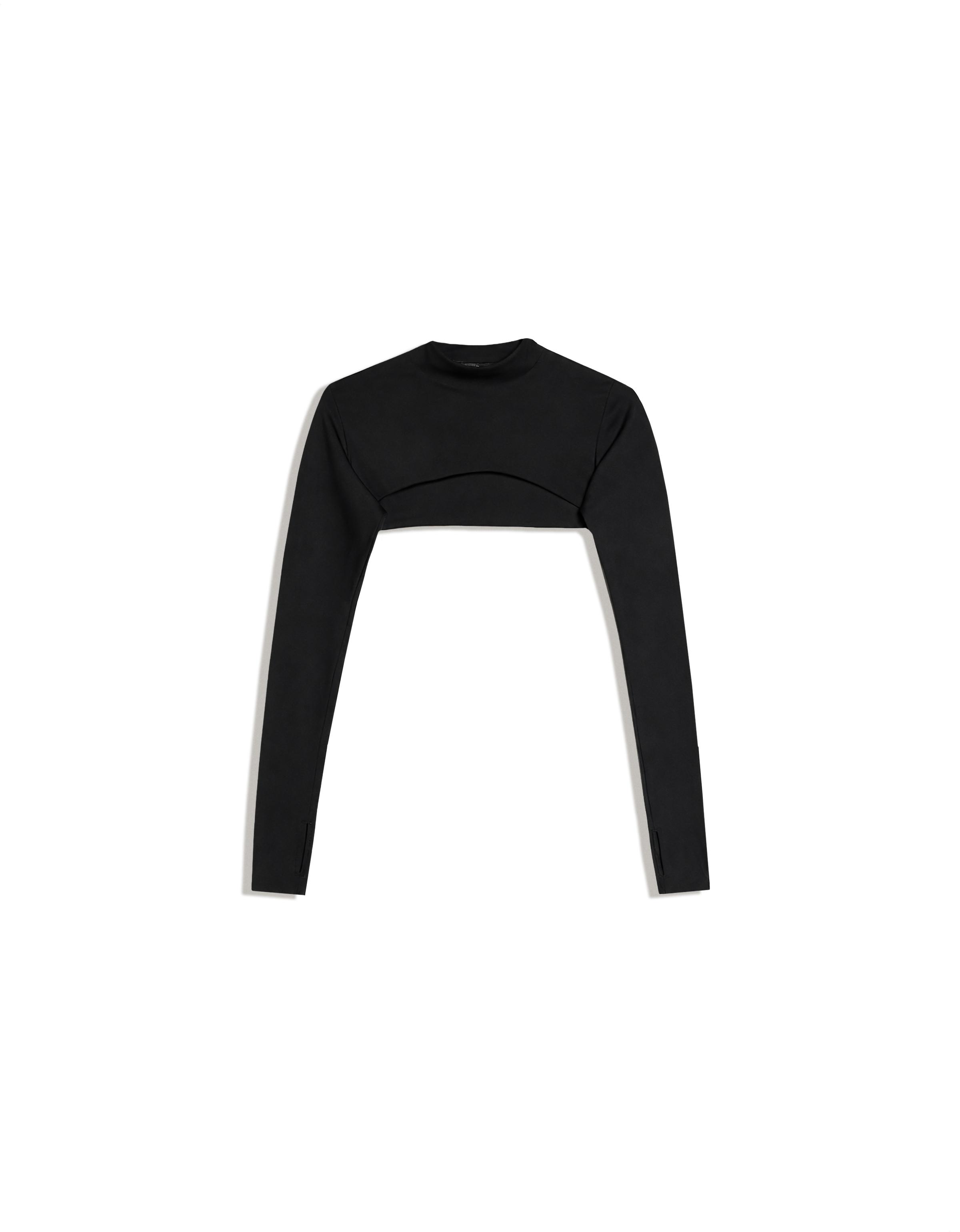Technical fabric long sleeve bolero, Breathable & Quick Dry — Black
