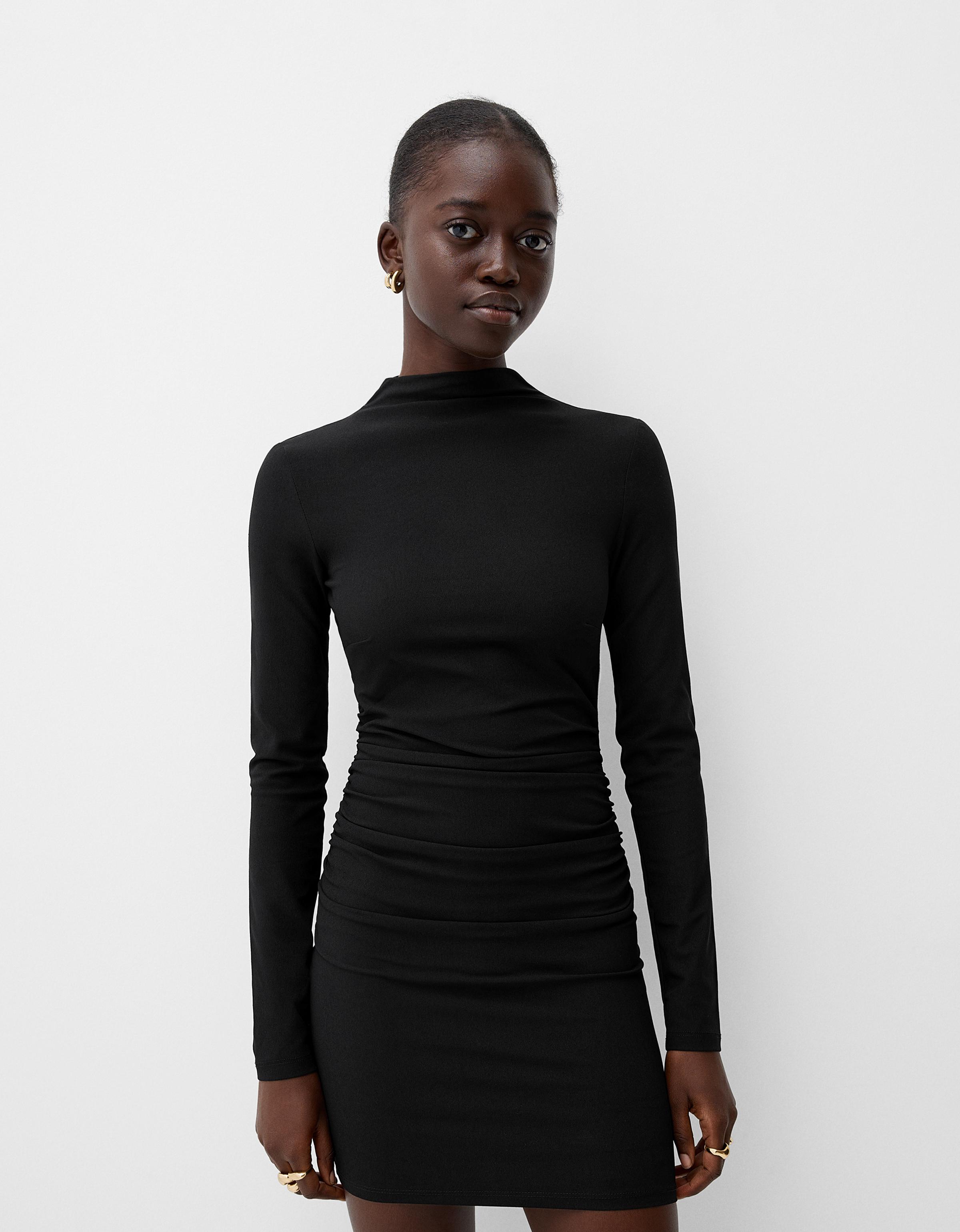 Bershka Minikleid Mit Langen Ärmeln Damen Xs Schwarz