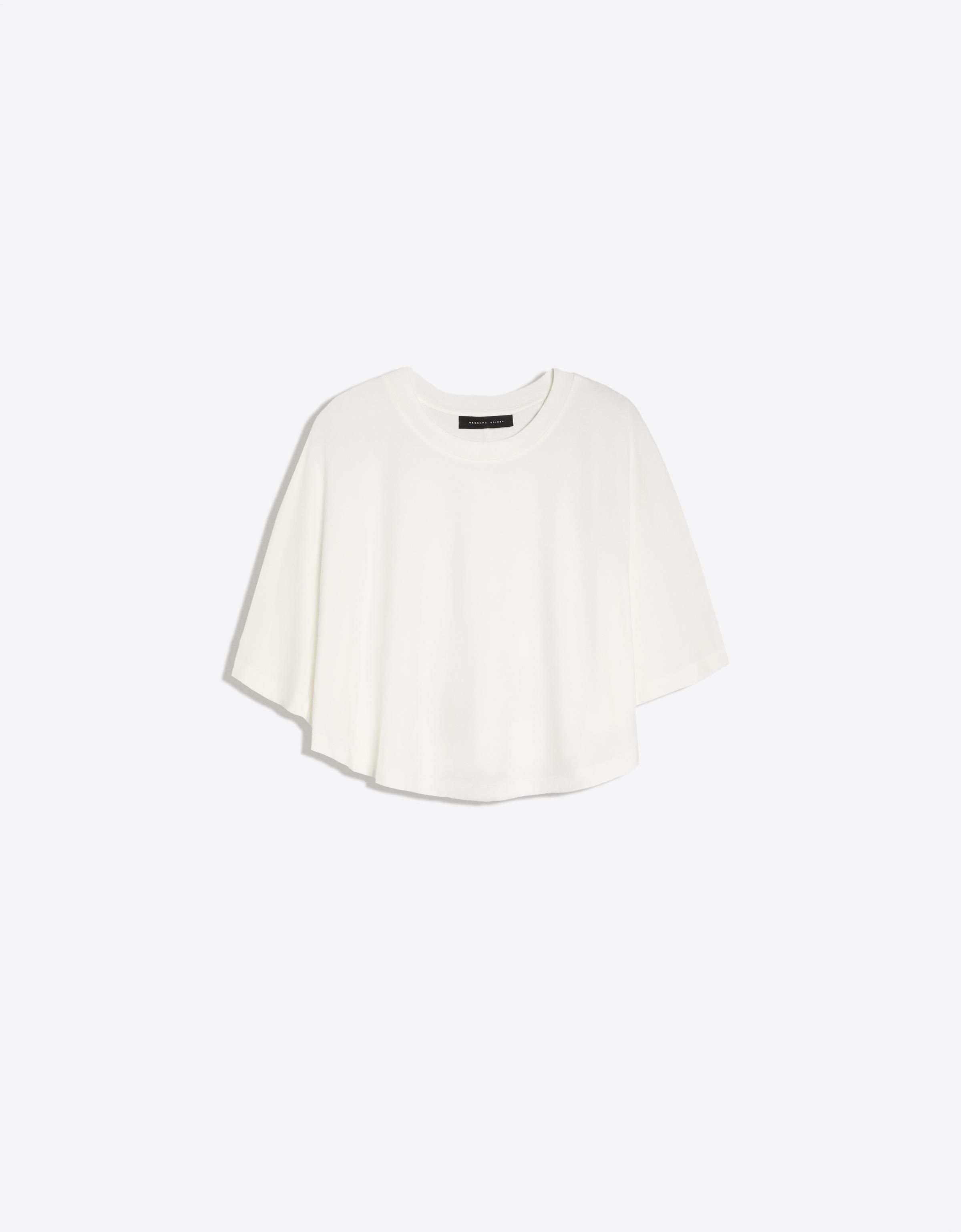 Bershka Camiseta Oversize Efecto Capa Mujer L Blanco