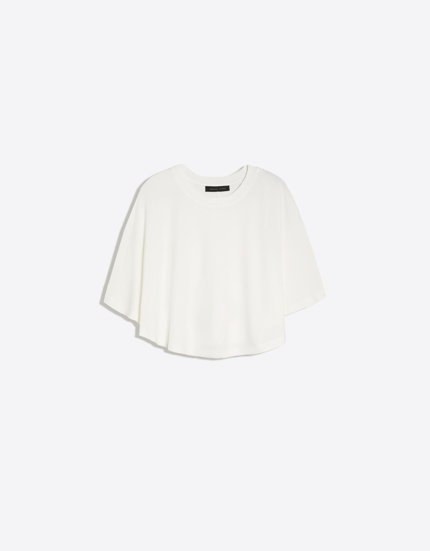 Bershka Camiseta Oversize Efecto Capa Mujer Blanco