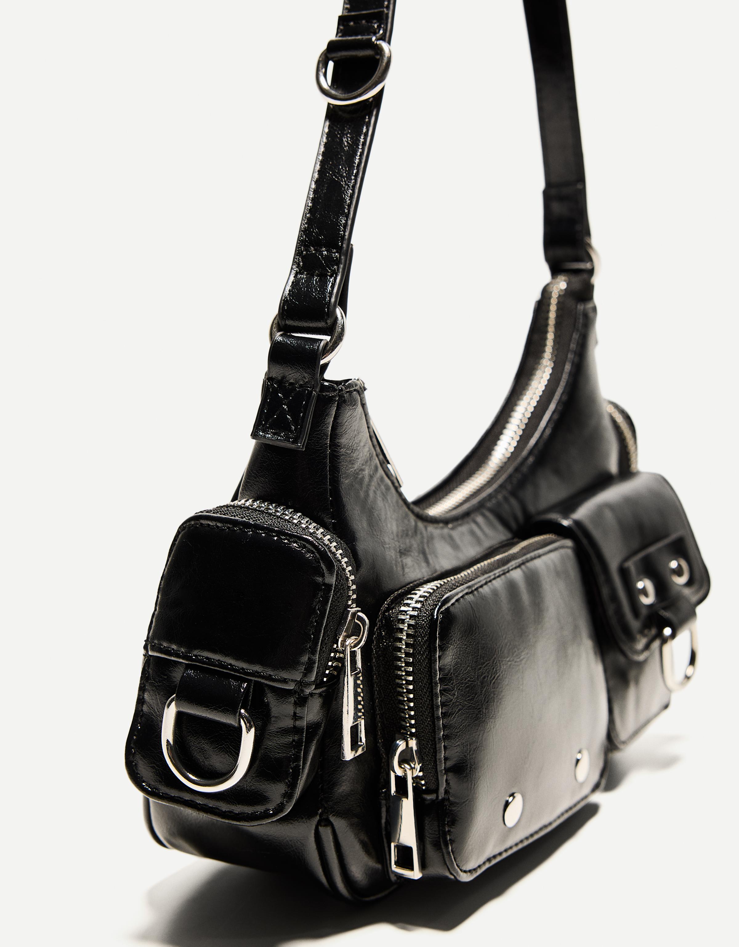 Multi-pocket shoulder bag — Black