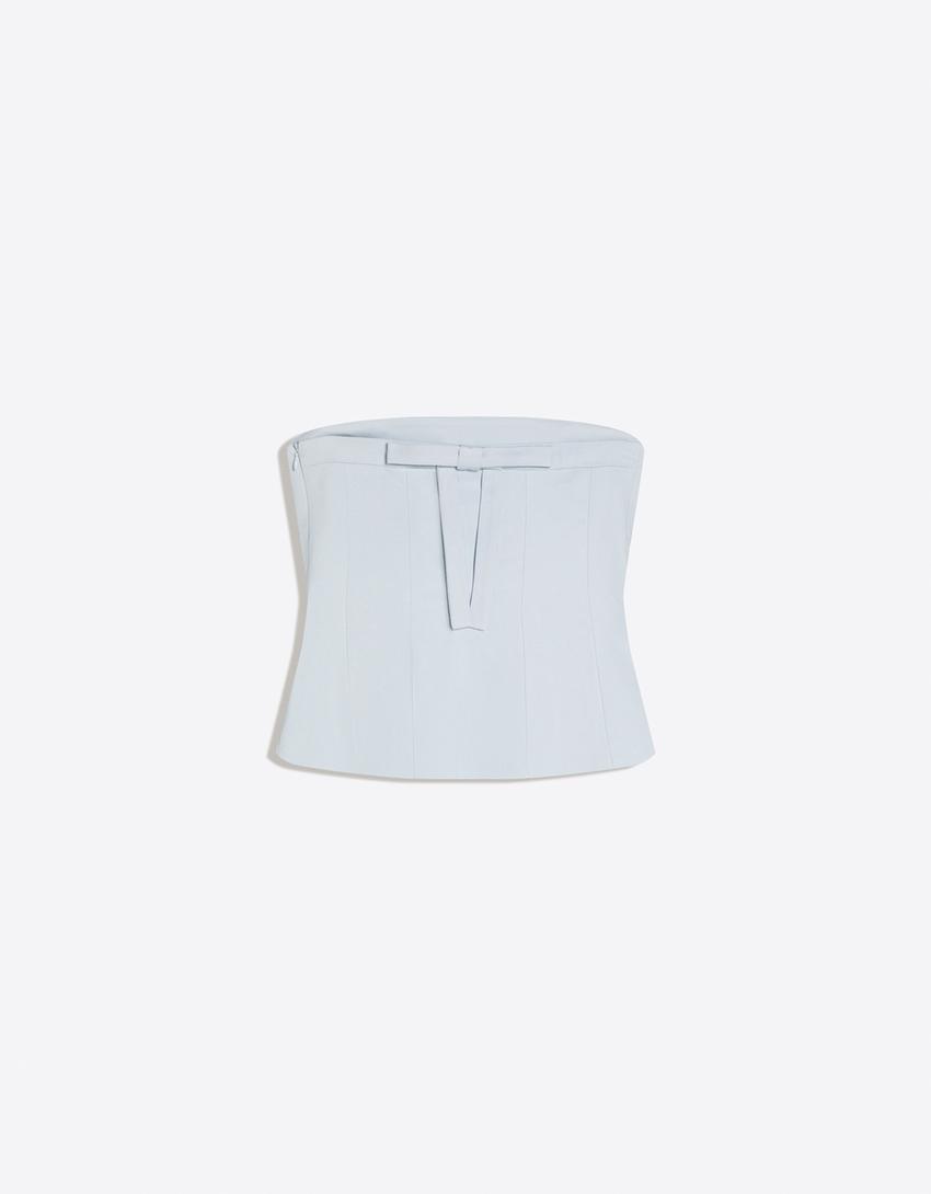 Bustier top with back bow-Light blue
