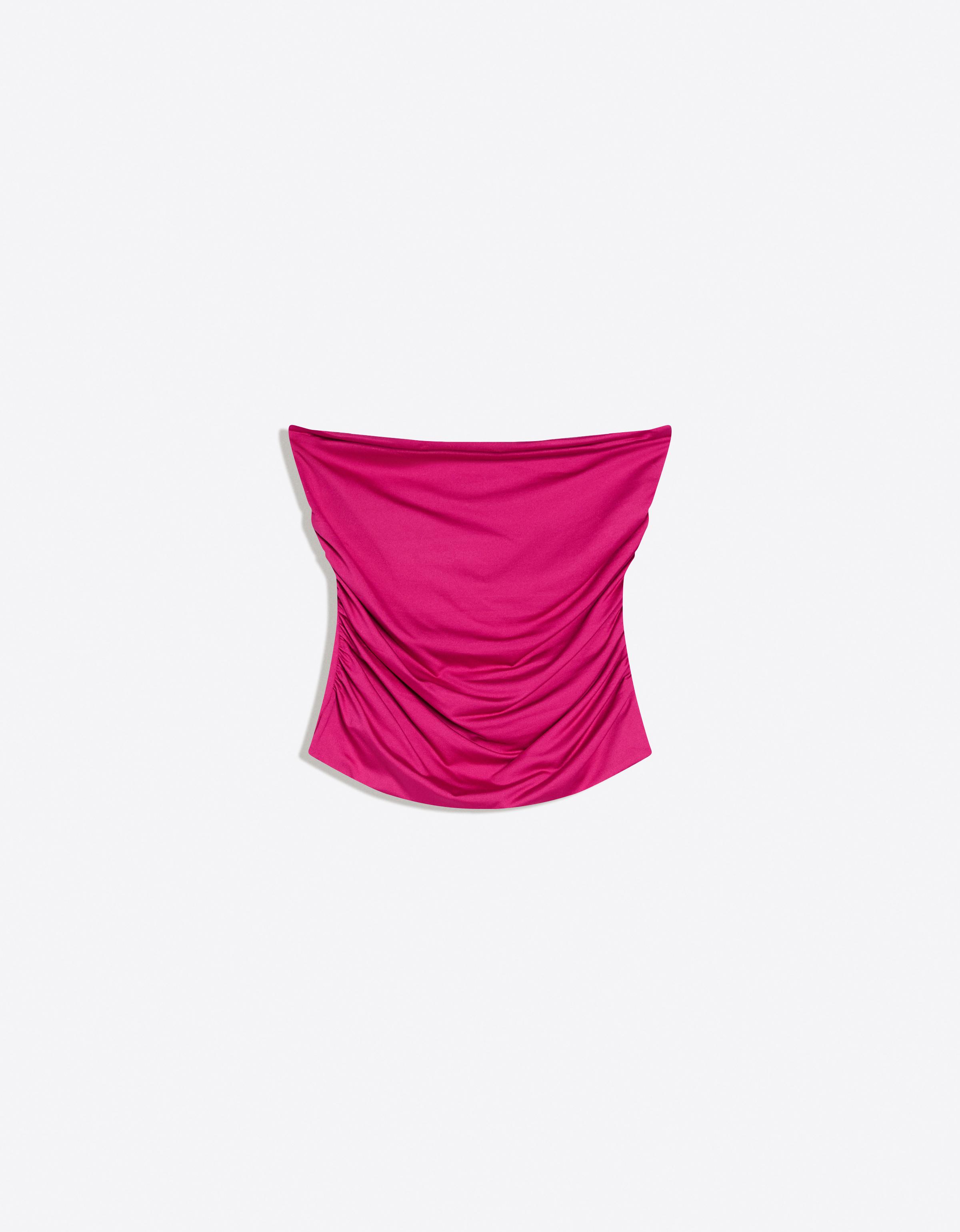 Bershka Bandeau-Top Mit Raffung Damen Xl Fuchsia