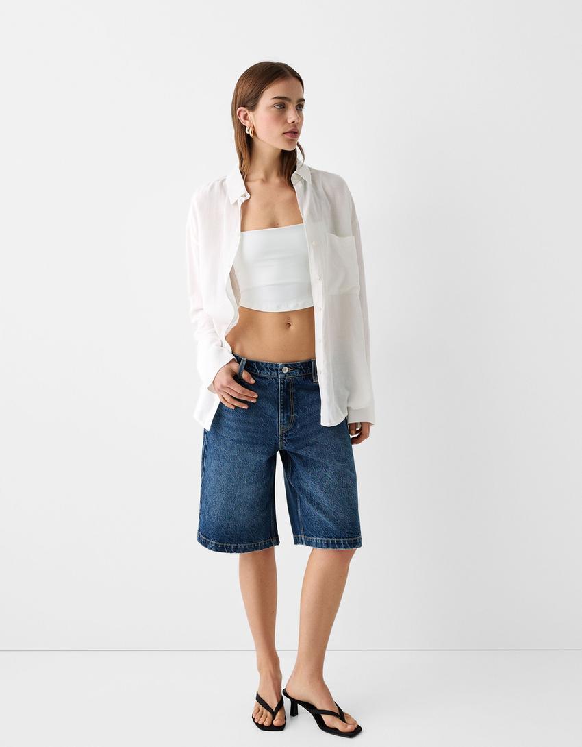Rustic oversize long sleeve shirt-Off white-3