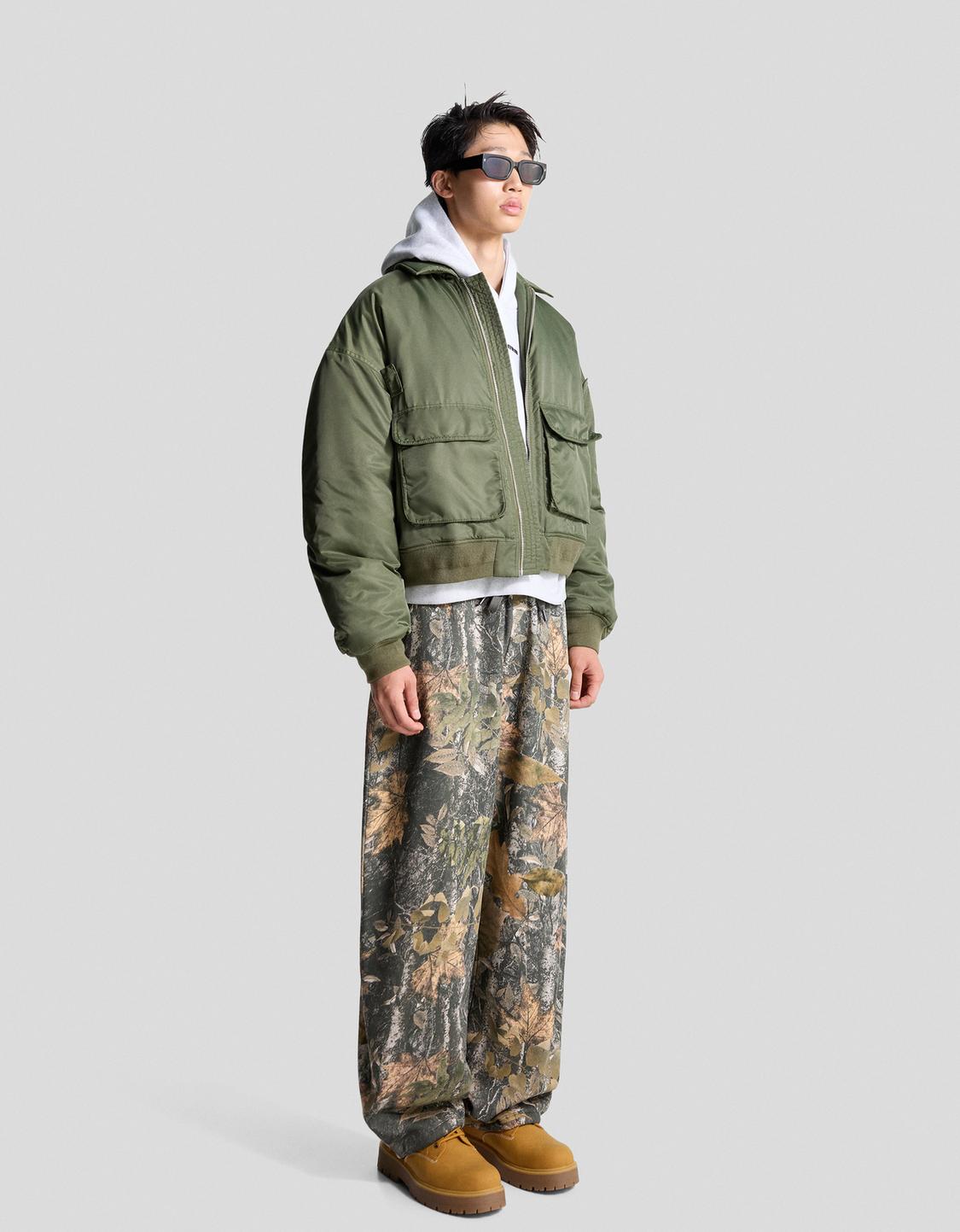 Balloon fit printed trousers