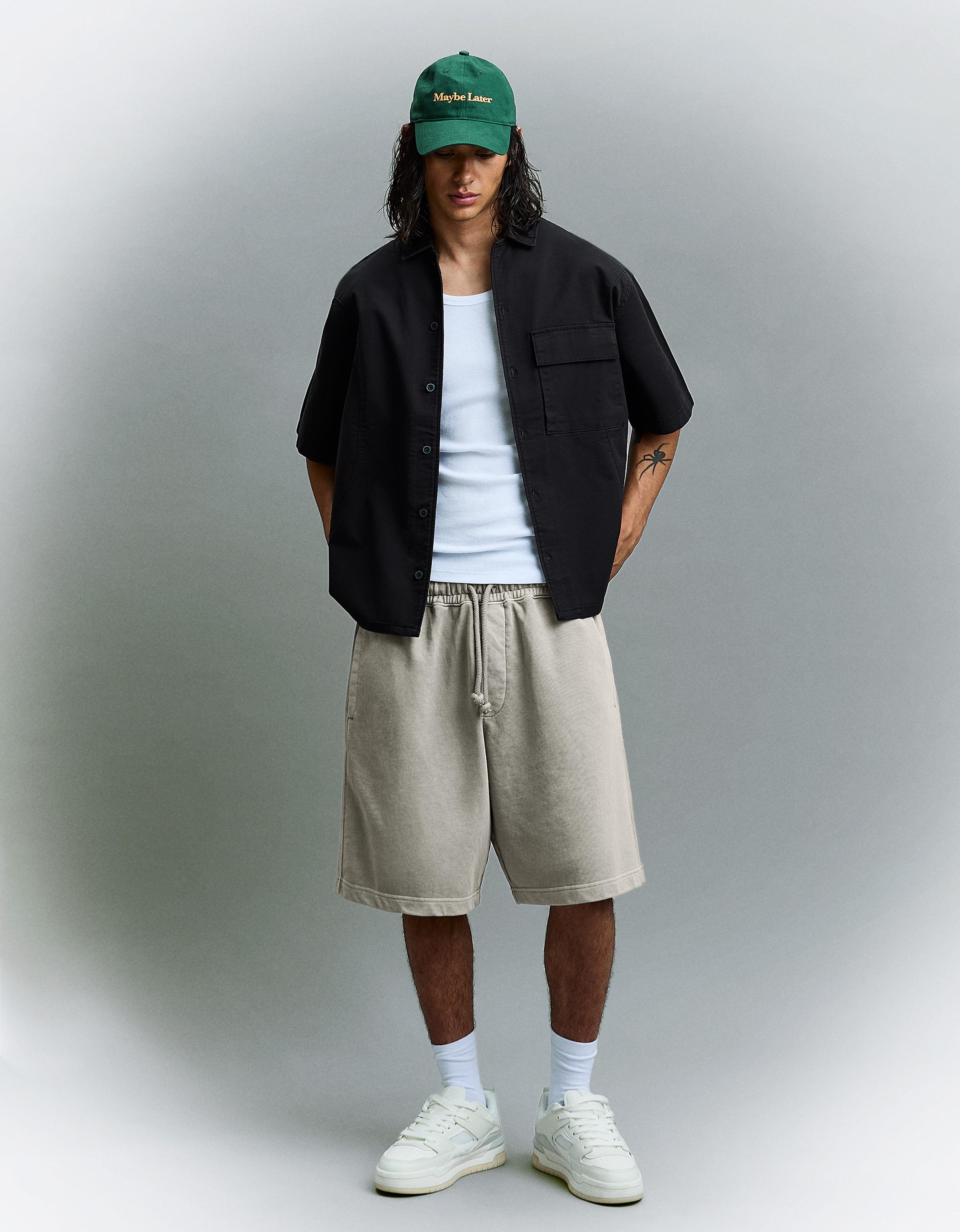 Bermuda Boxy Print Hombre M Gris