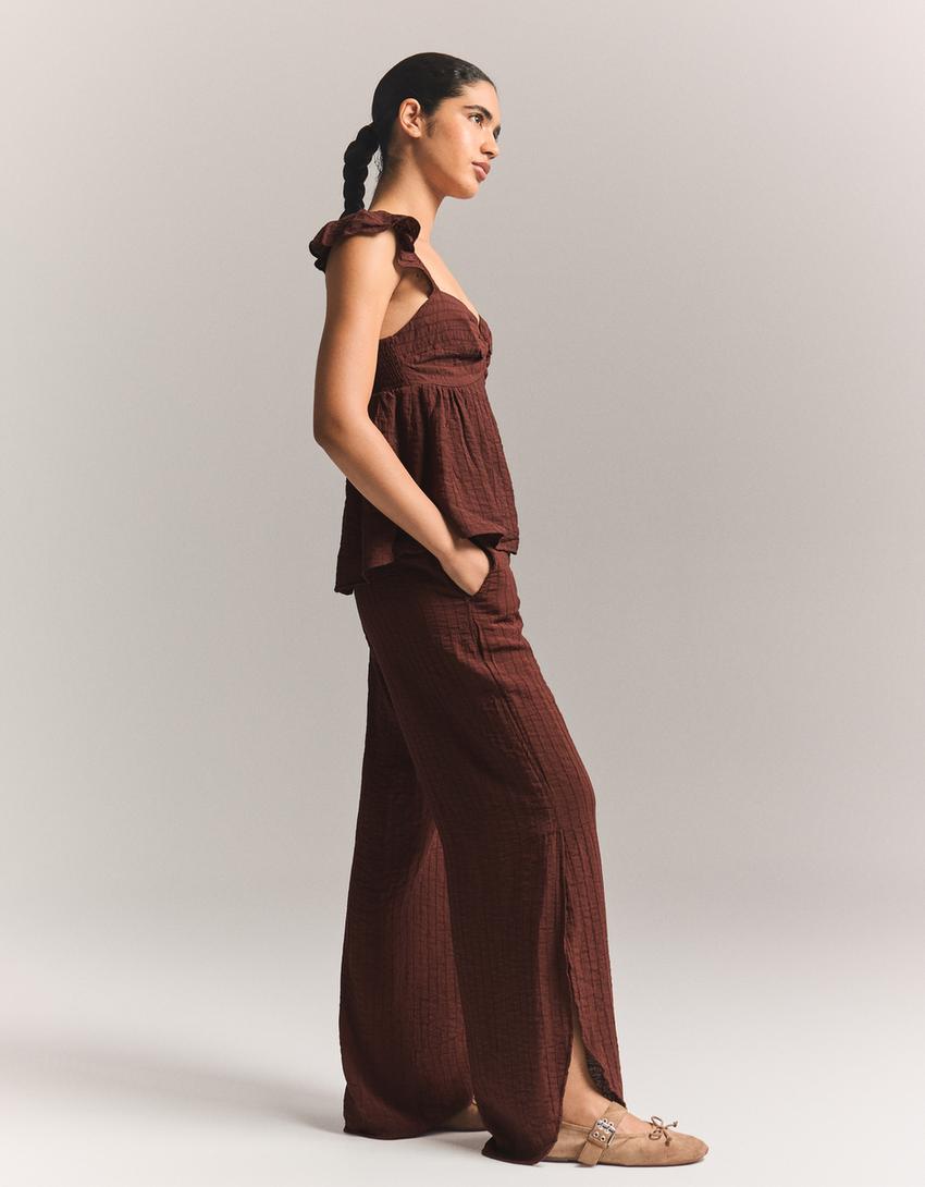 بنطلون فضفاض-بني