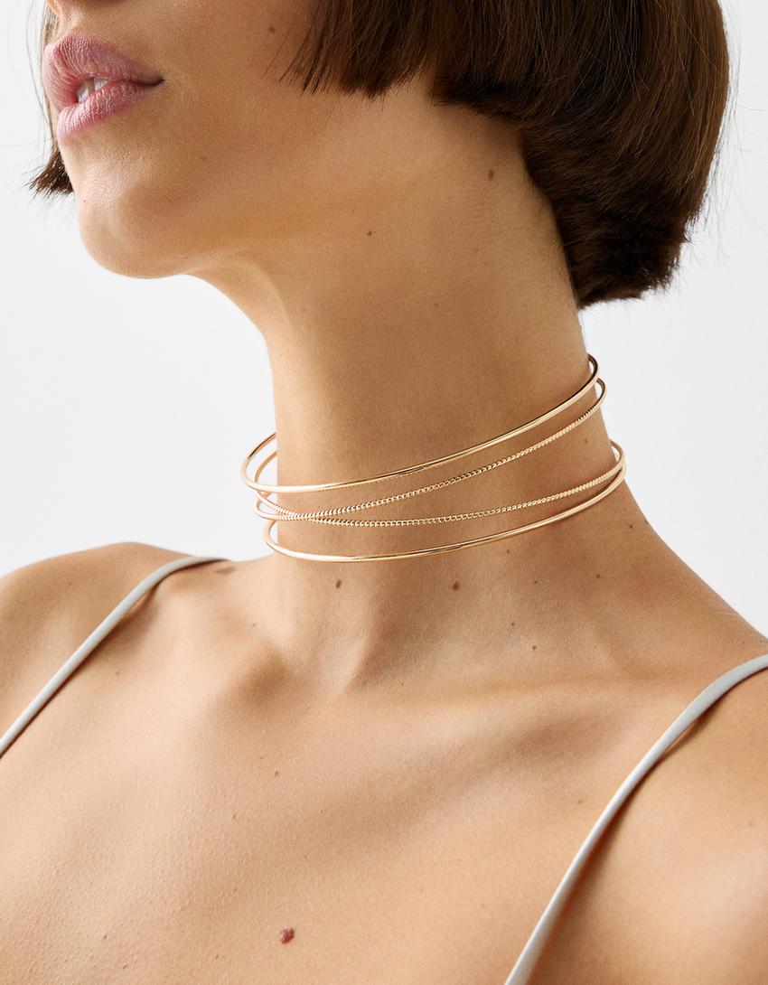 Interwoven choker necklace-Gold