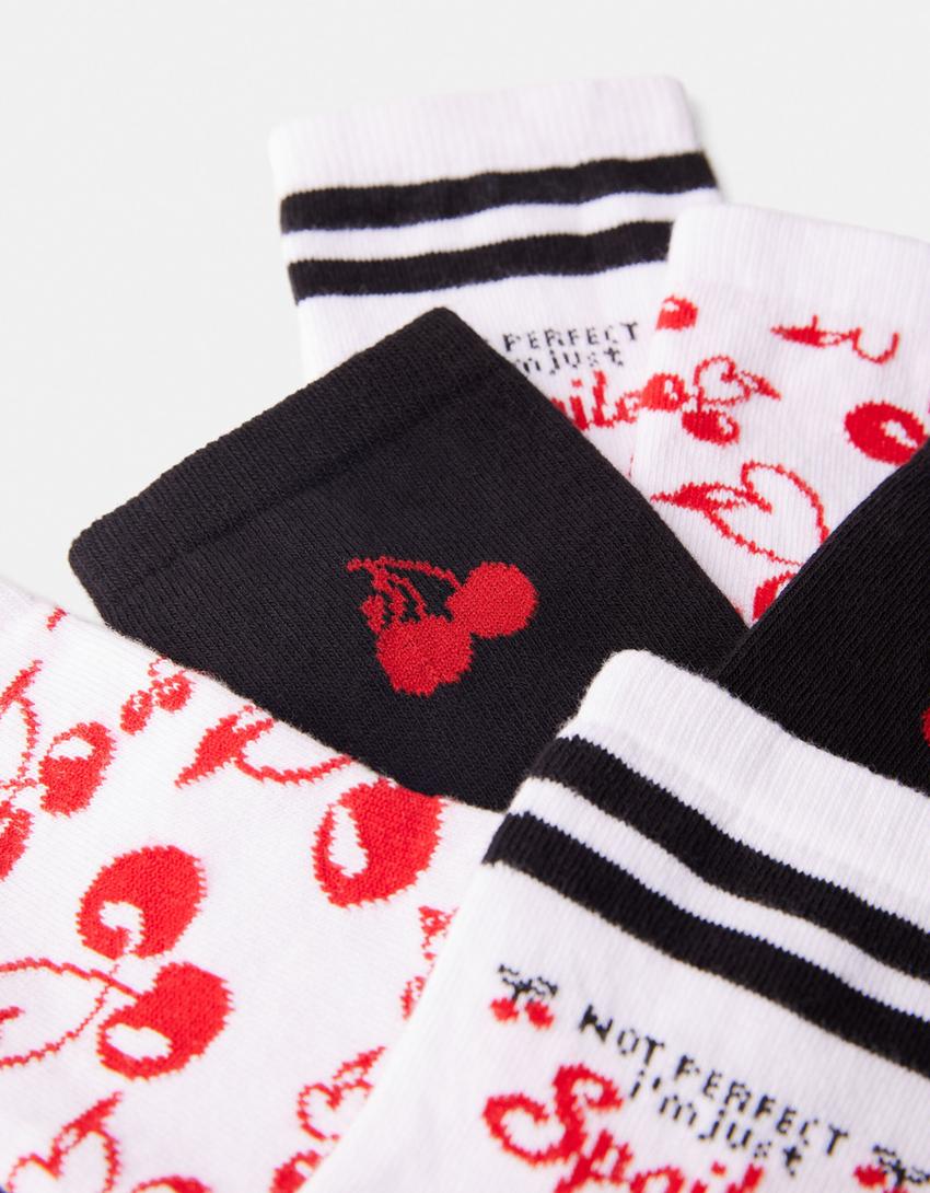 حزمة من 3 ازواج جوارب بطبعة-أسود-2