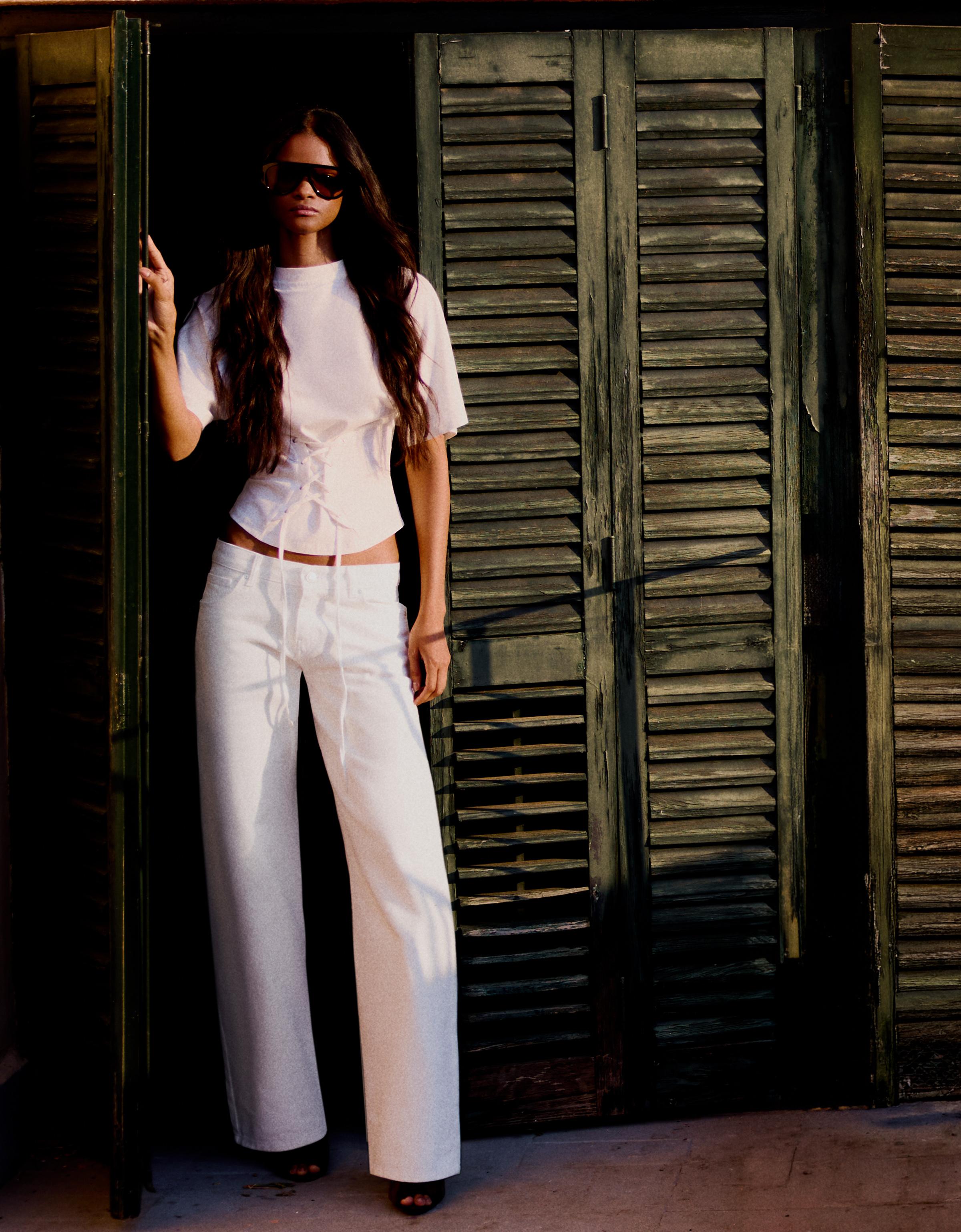 Low-rise straight jeans — White