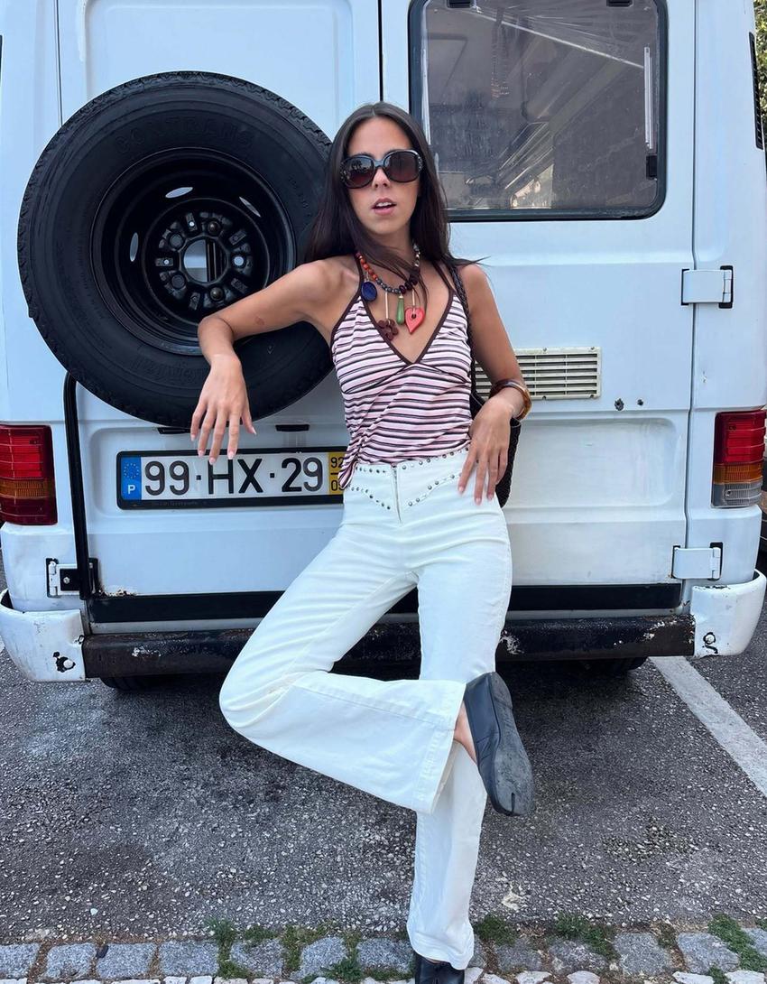 Top à bretelles encolure américaine-Rose