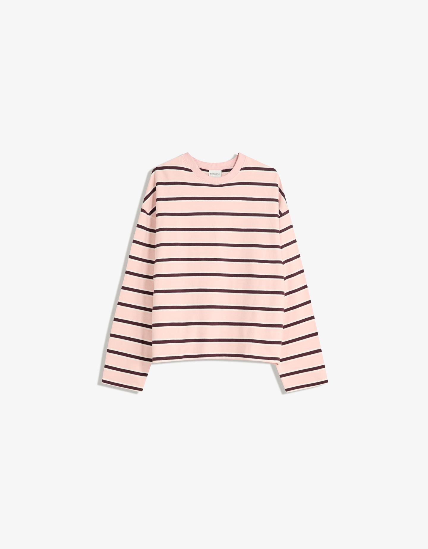 Bershka Jersey Rayas Mujer Xs Rosa