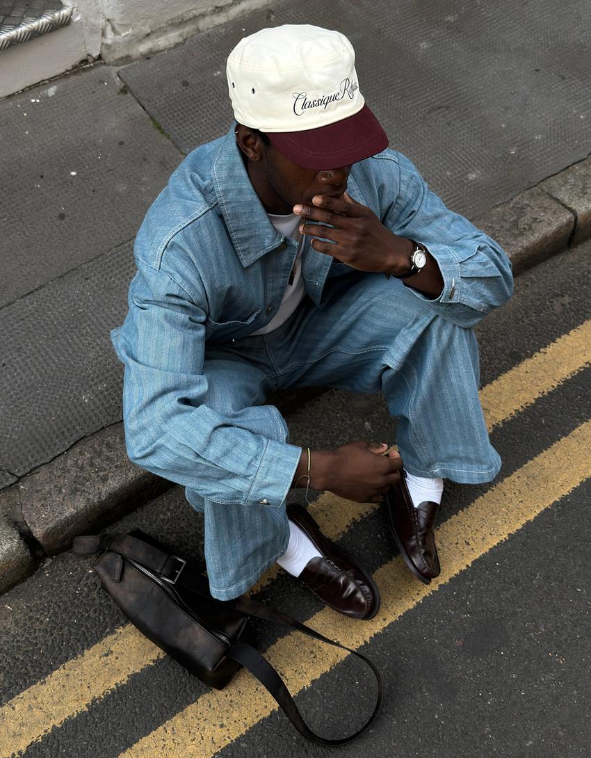 Pruhovaná denimová bunda