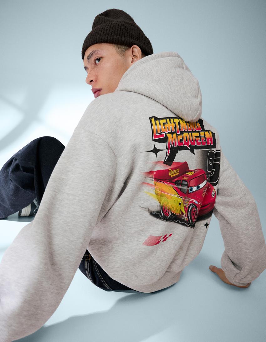 Sweatshirt Cars capuz estampado-Cinza