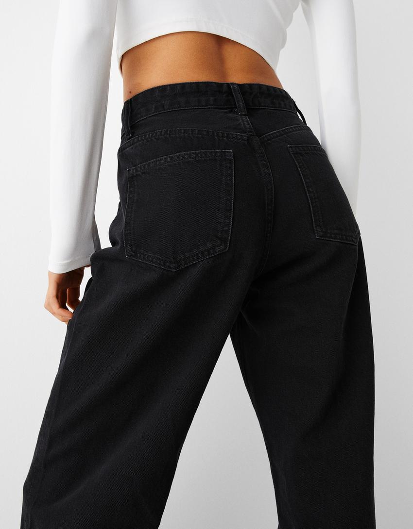 جينز نمط التسعينيات بساق عريضة-أسود-3