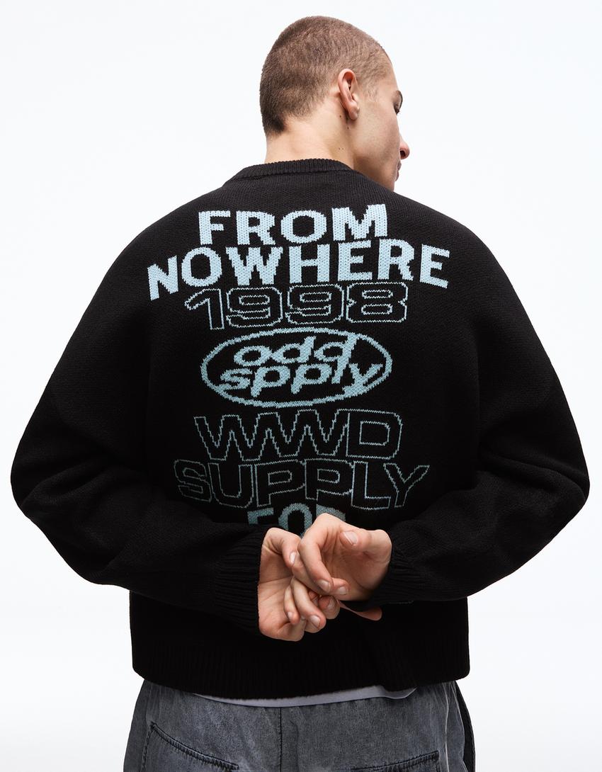 Jacquard print jumper-Black