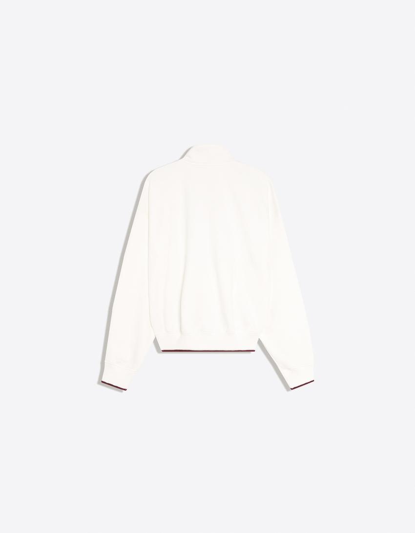 Felpa con zip e patch-Pietra