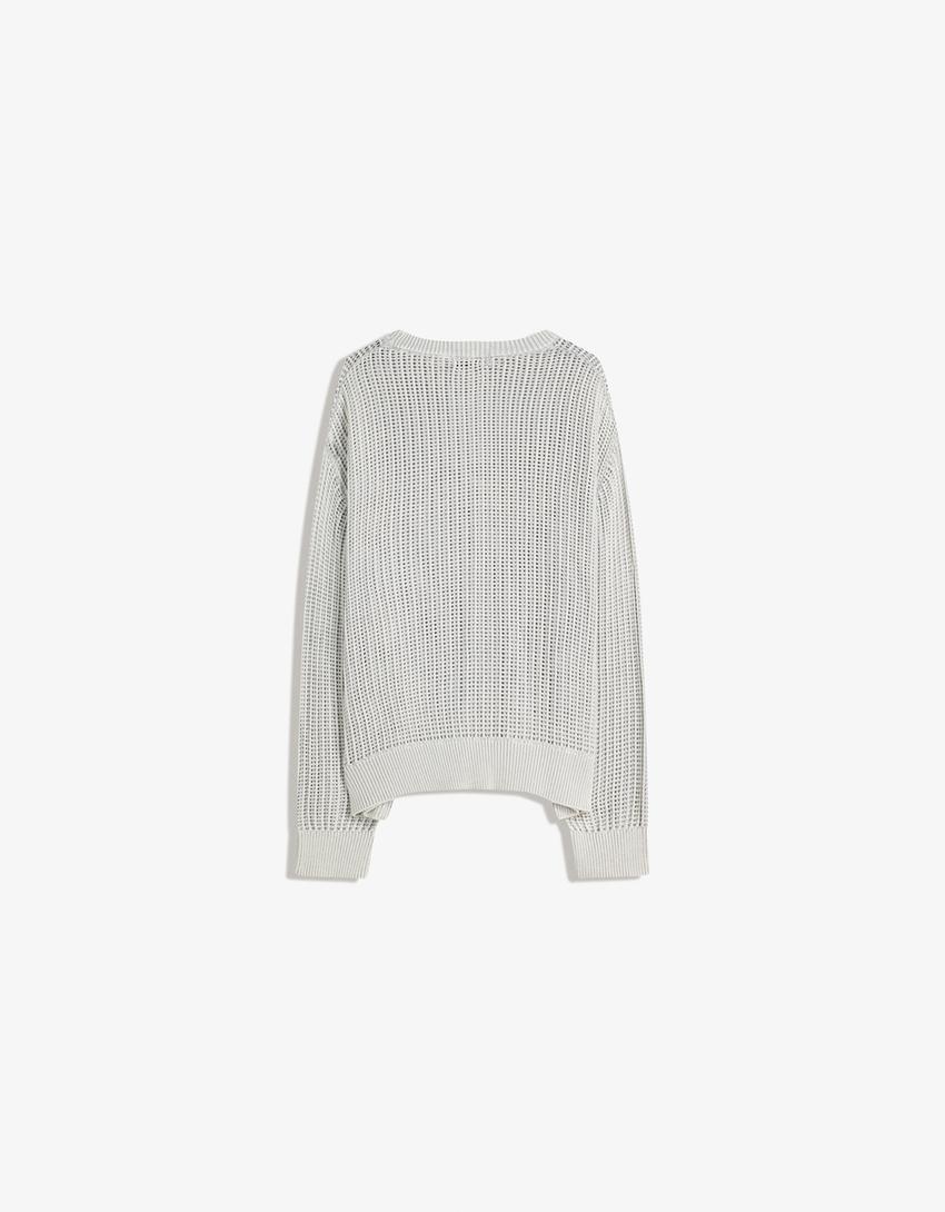 Faded-effect mesh sweater-Grey-4