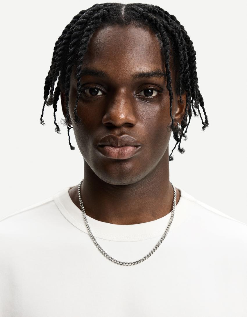 Κοντομάνικη μπλούζα oversize interlock-Υπόλευκο