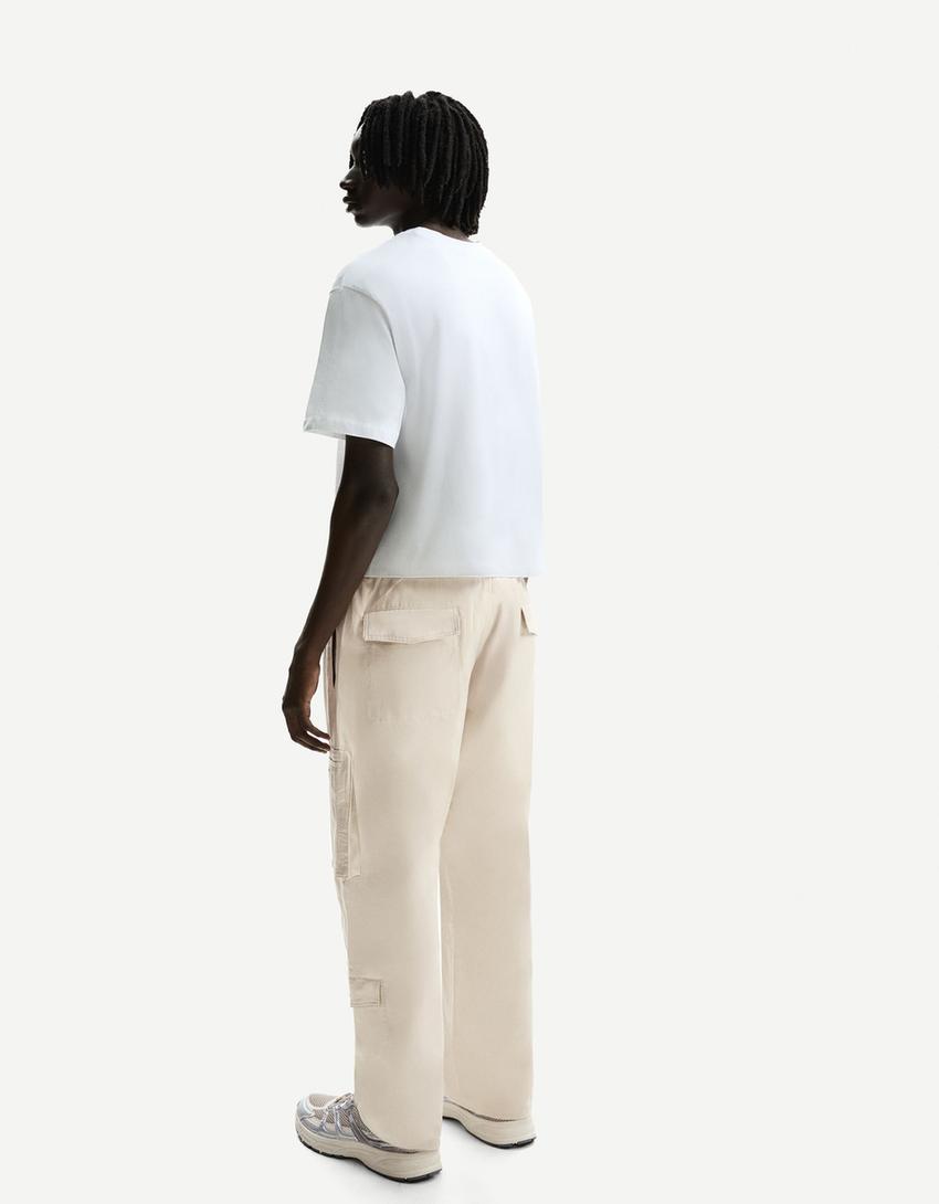 Wide-leg multi-cargo trousers-Sand-2