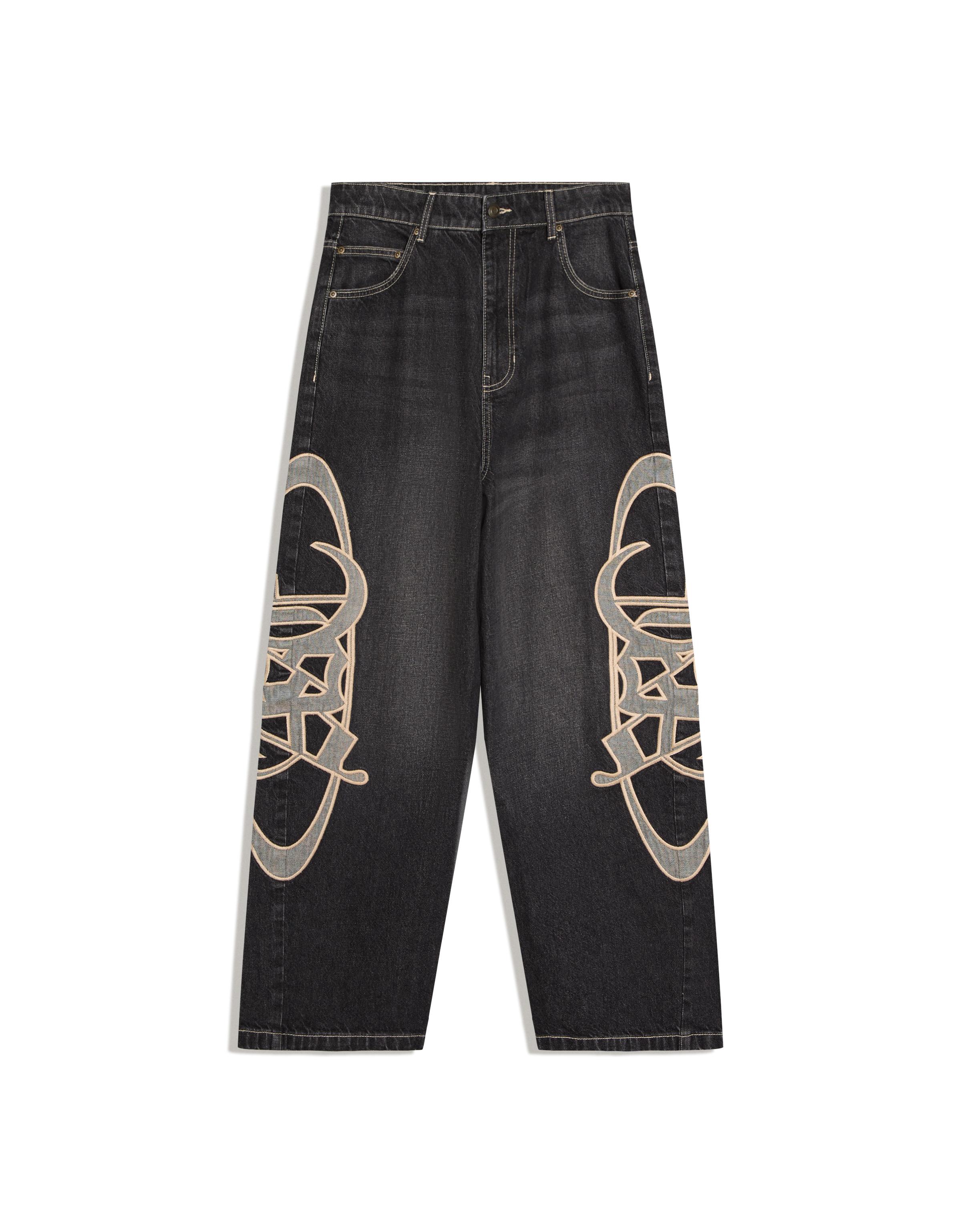 Super baggy jeans with side patches — Black