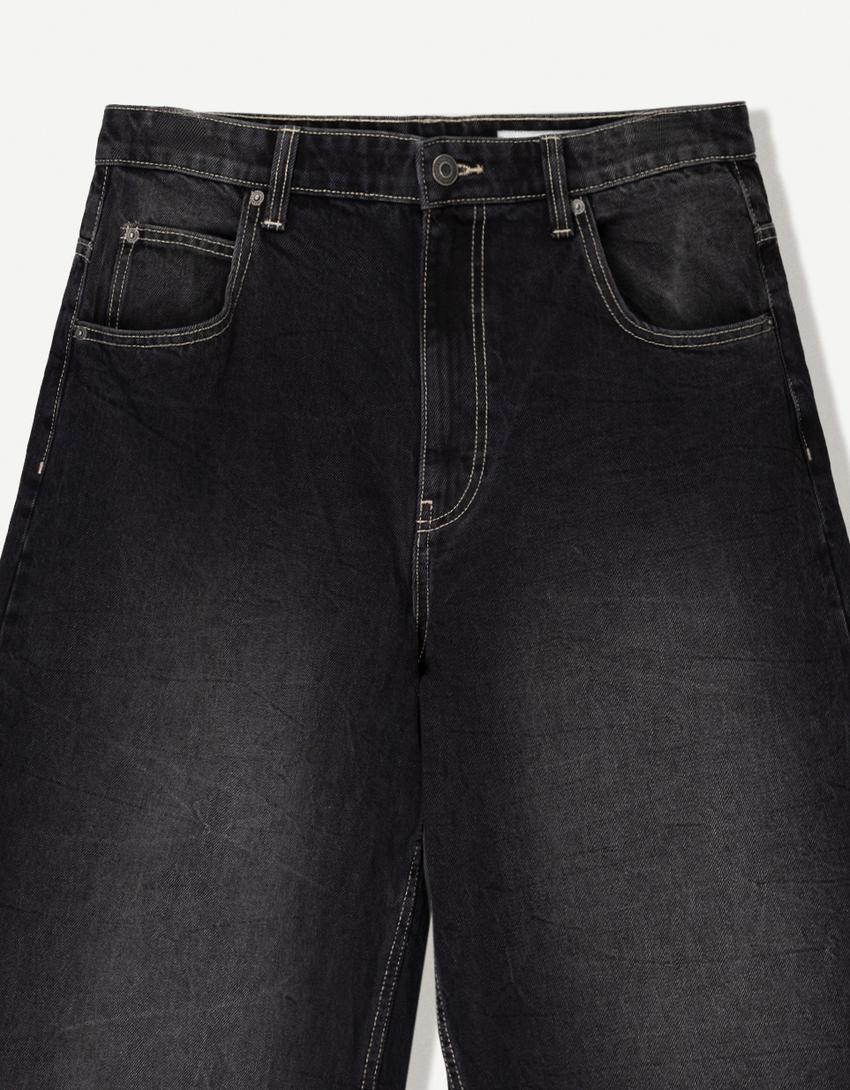 Bermuda jort denim super baggy-Negro-2