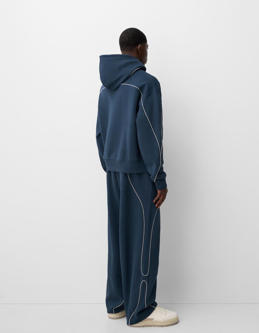 Ensemble sweat et pantalon molleton-Marine-1