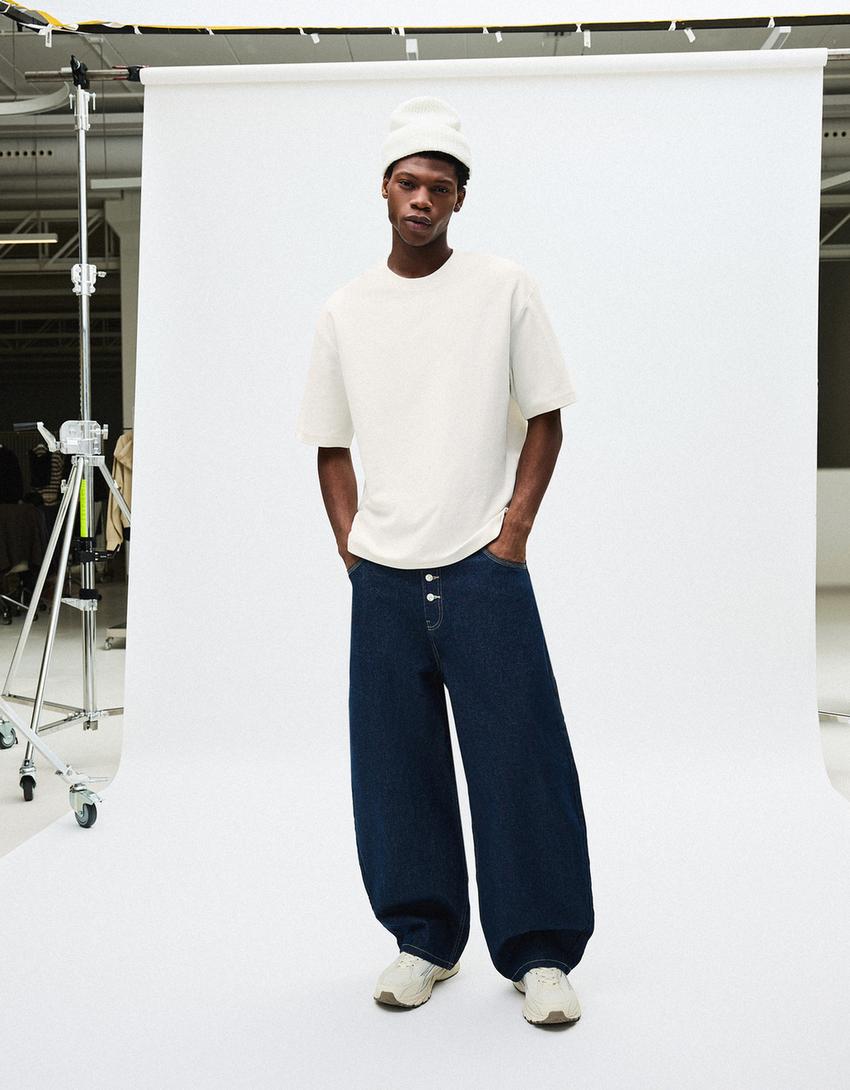 Rövid ujjú plüsspóló-Törtfehér