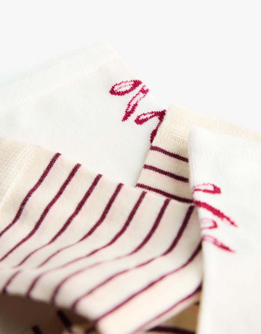 2-pack of bow socks-Maroon
