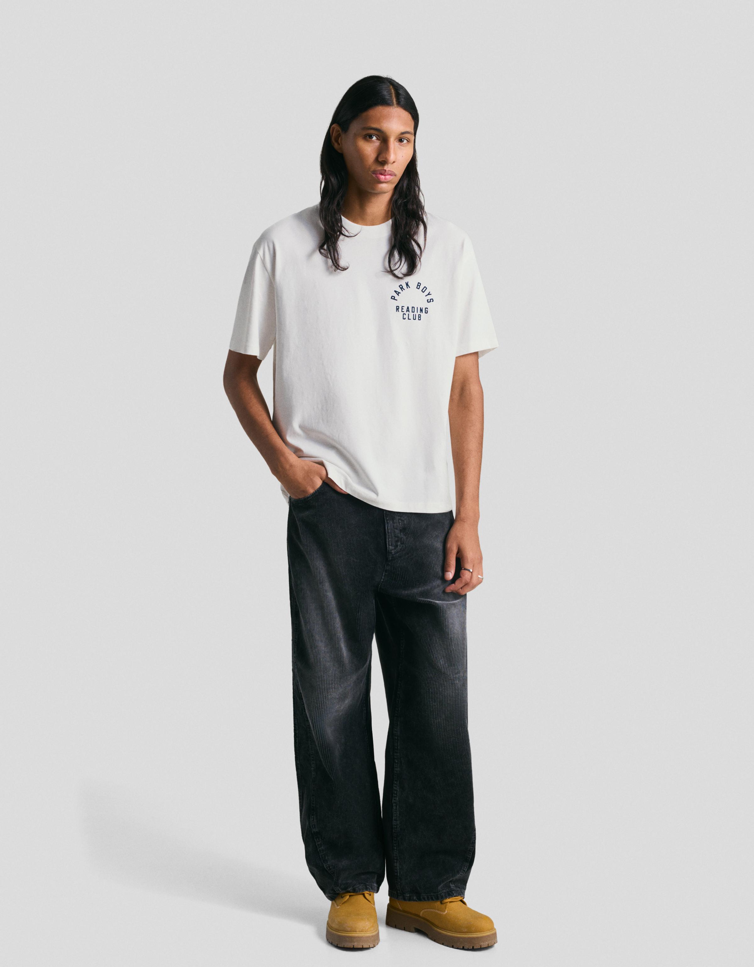 Bershka T-Shirt Mit Print Herren Xs Grbrochenes Weiss