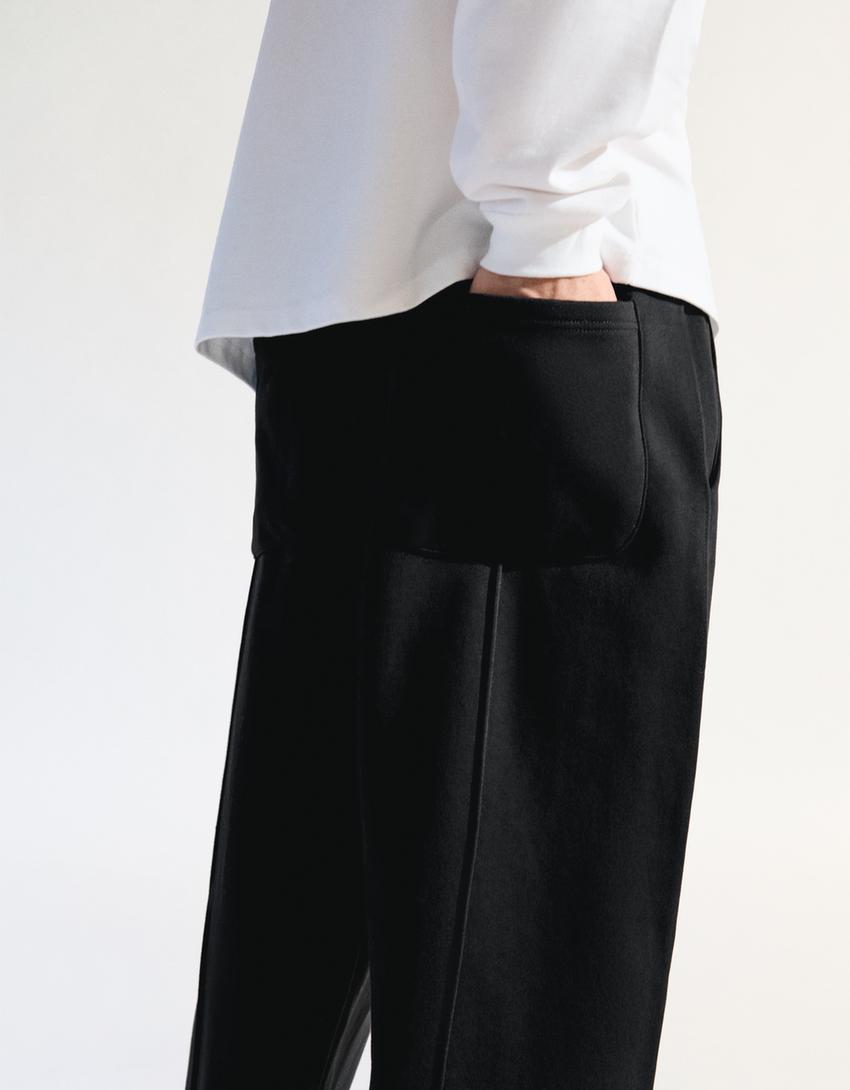 Pantaloni super baggy fit-Nero