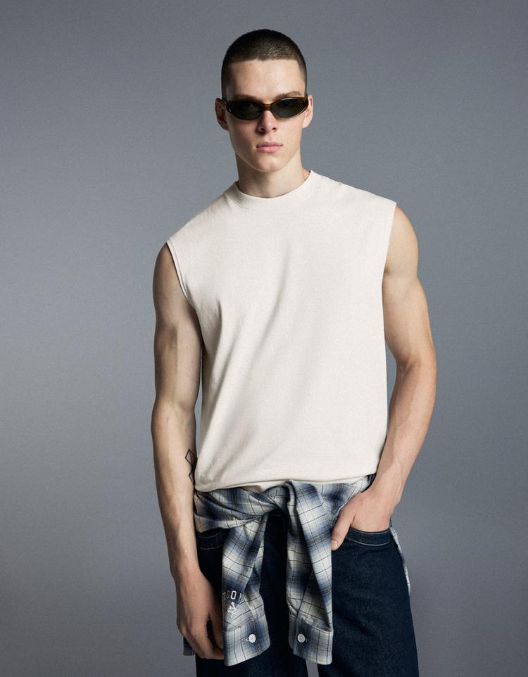 Worker sleeveless T-shirt — Sand