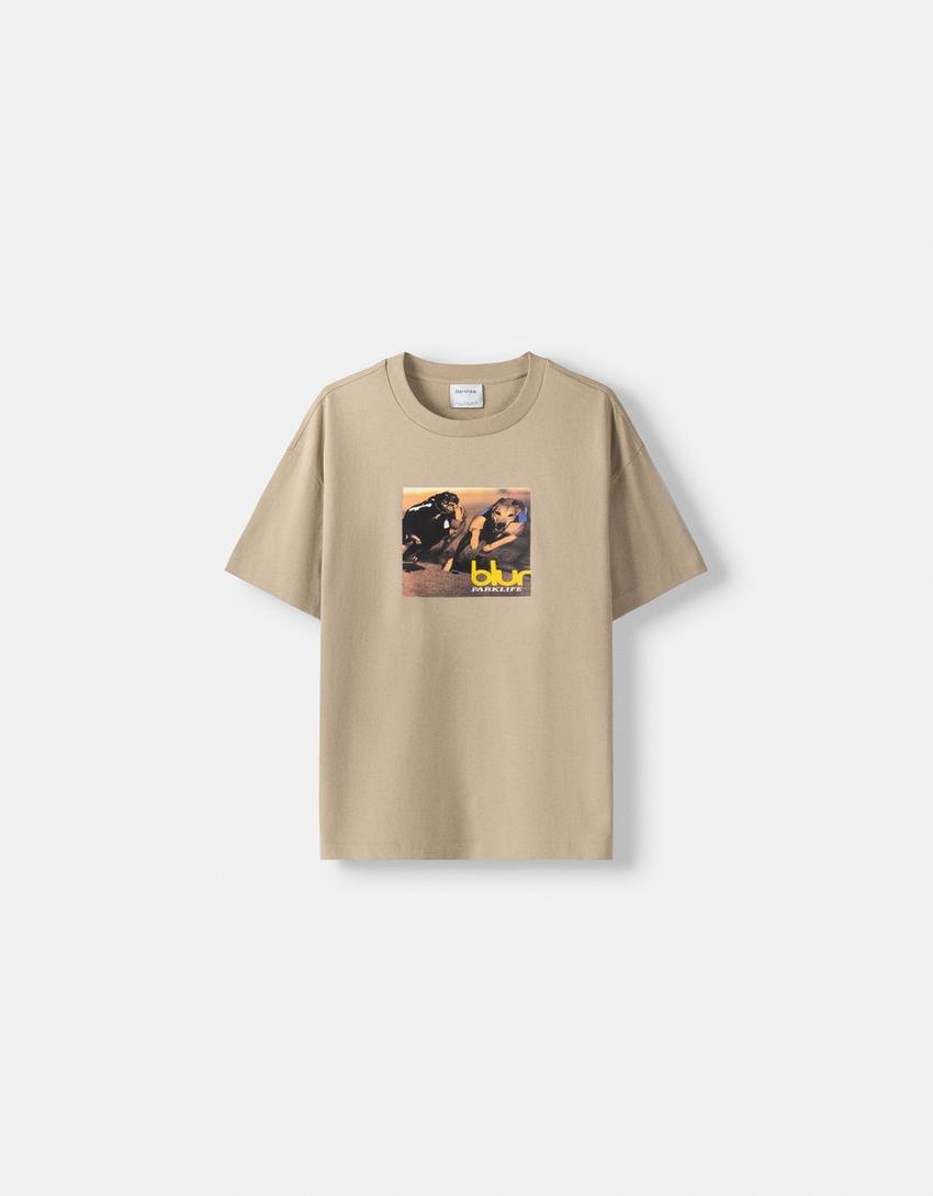 T-shirt manches courtes boxy fit imprimé Blur-Camel-4