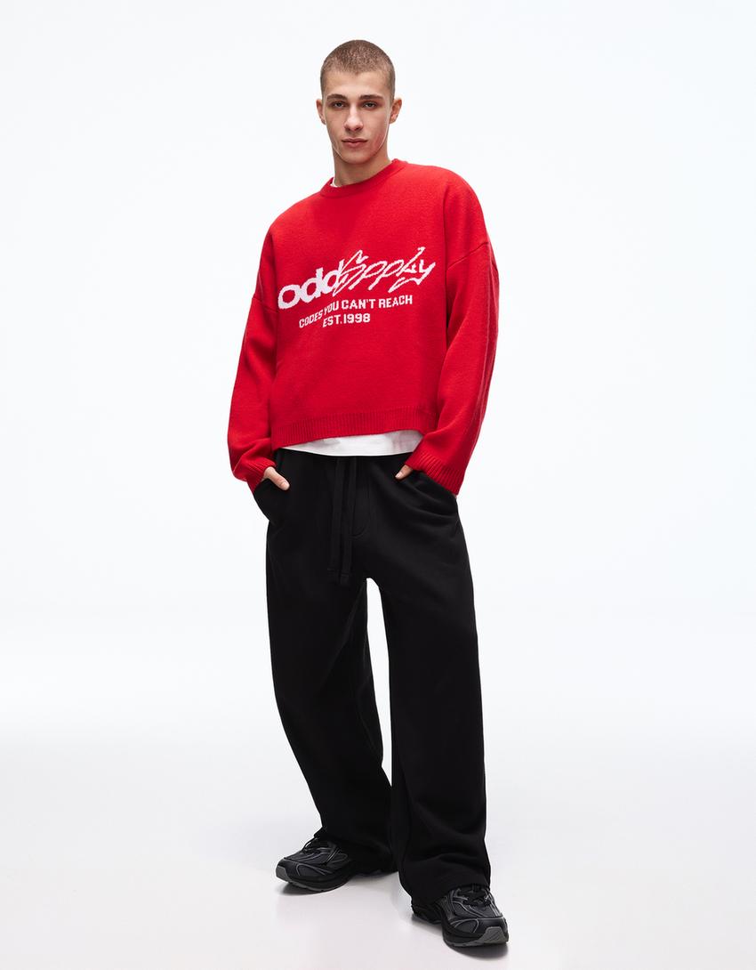 Jacquard print jumper-Red