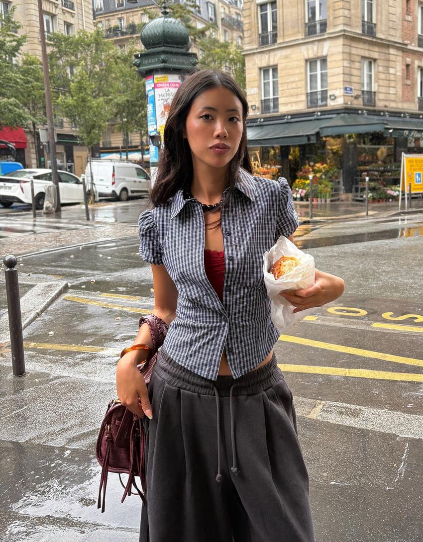 Moda Camisa Vaquera Mujer Bershka Camisa Manga Corta Camisas Y