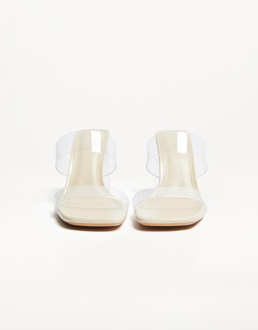 Heeled sandals with vinyl straps-Transparent
