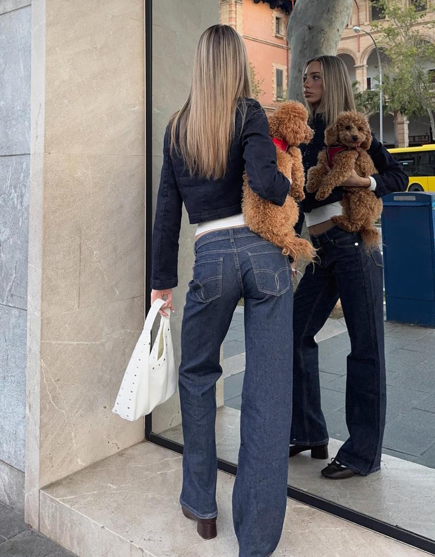 Jeans bootcut tiro bajo-Marino