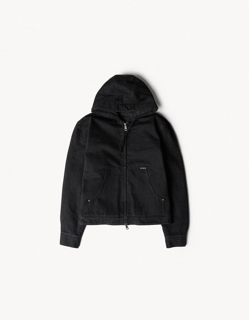 ARIES X BERSHKA kapüşonlu ceket-Siyah