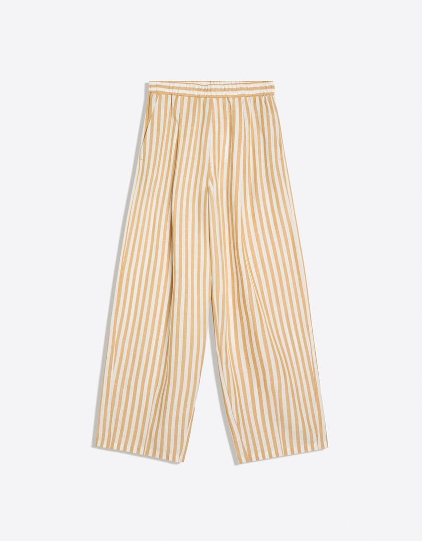 Super baggy pajama-style trousers-Camel