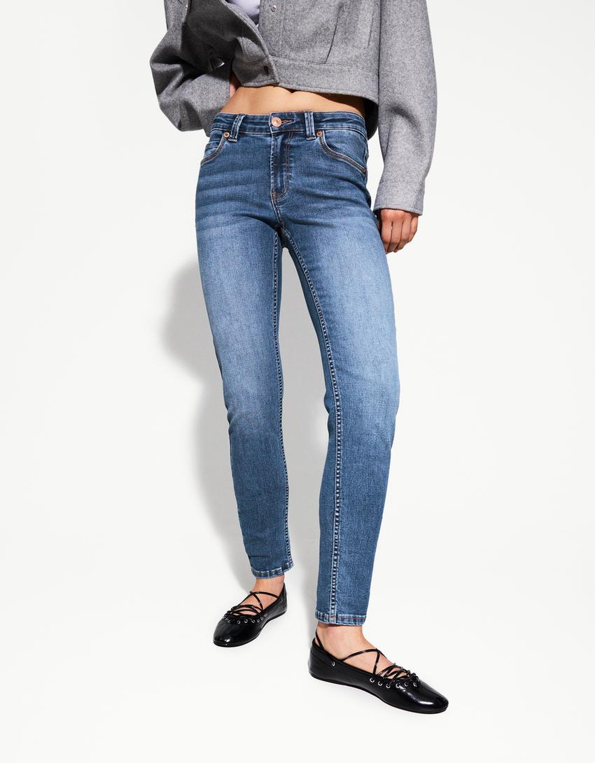 Blugi skinny low waist-Albastru-1