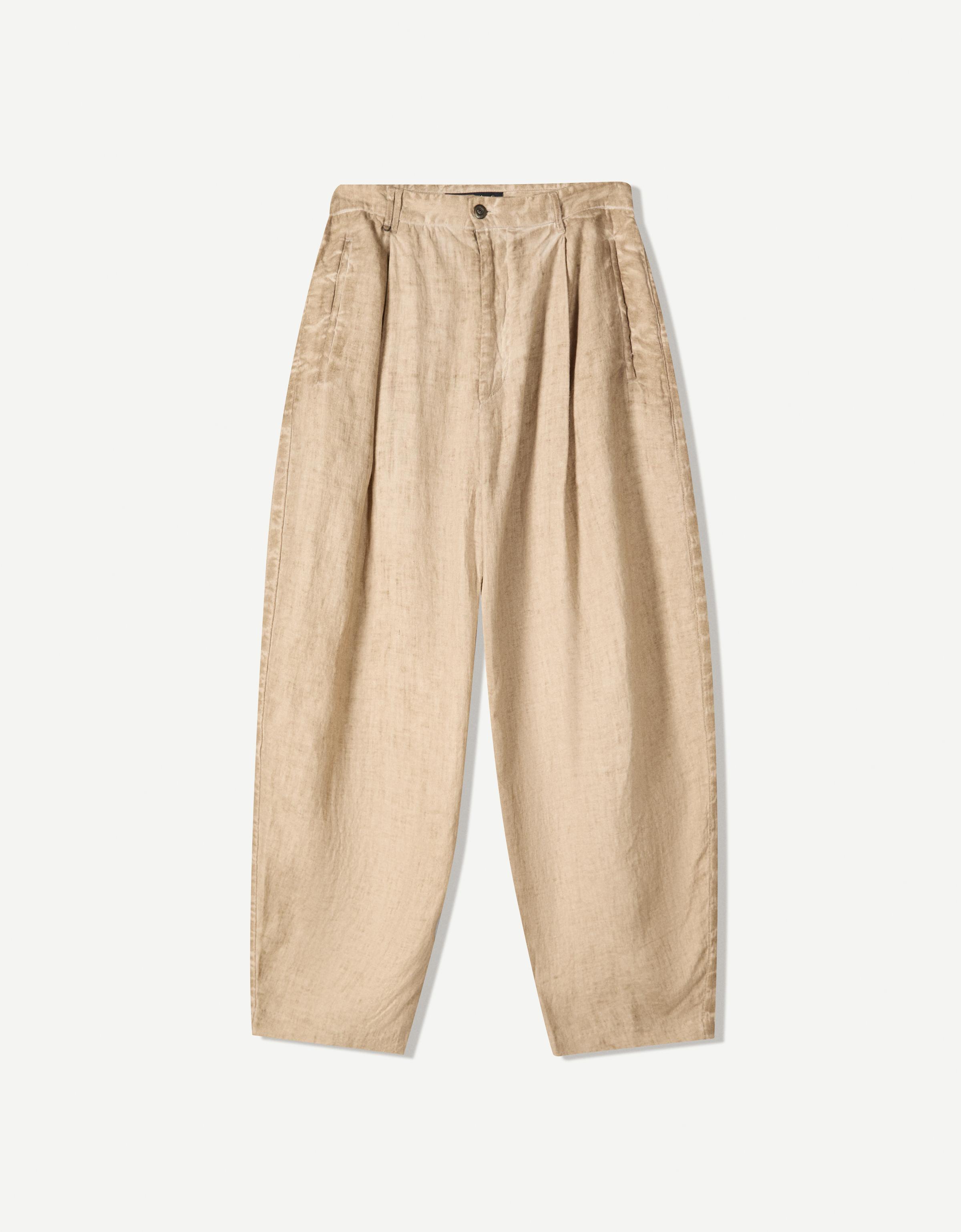 【BAON】24FW★ [BAONHAUS] Retin fleece corduroy balloon pt Linen balloon fit pants - Pants - Men | Bershka