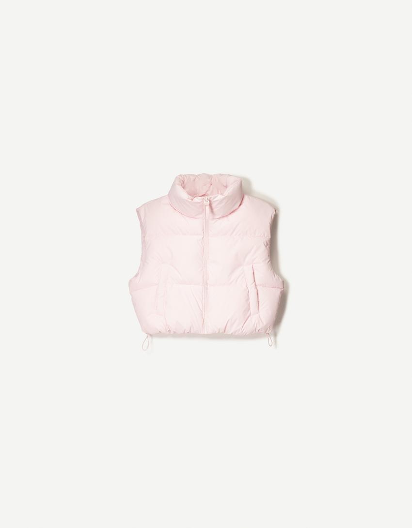 Crop şişme yelek-Pembe-3