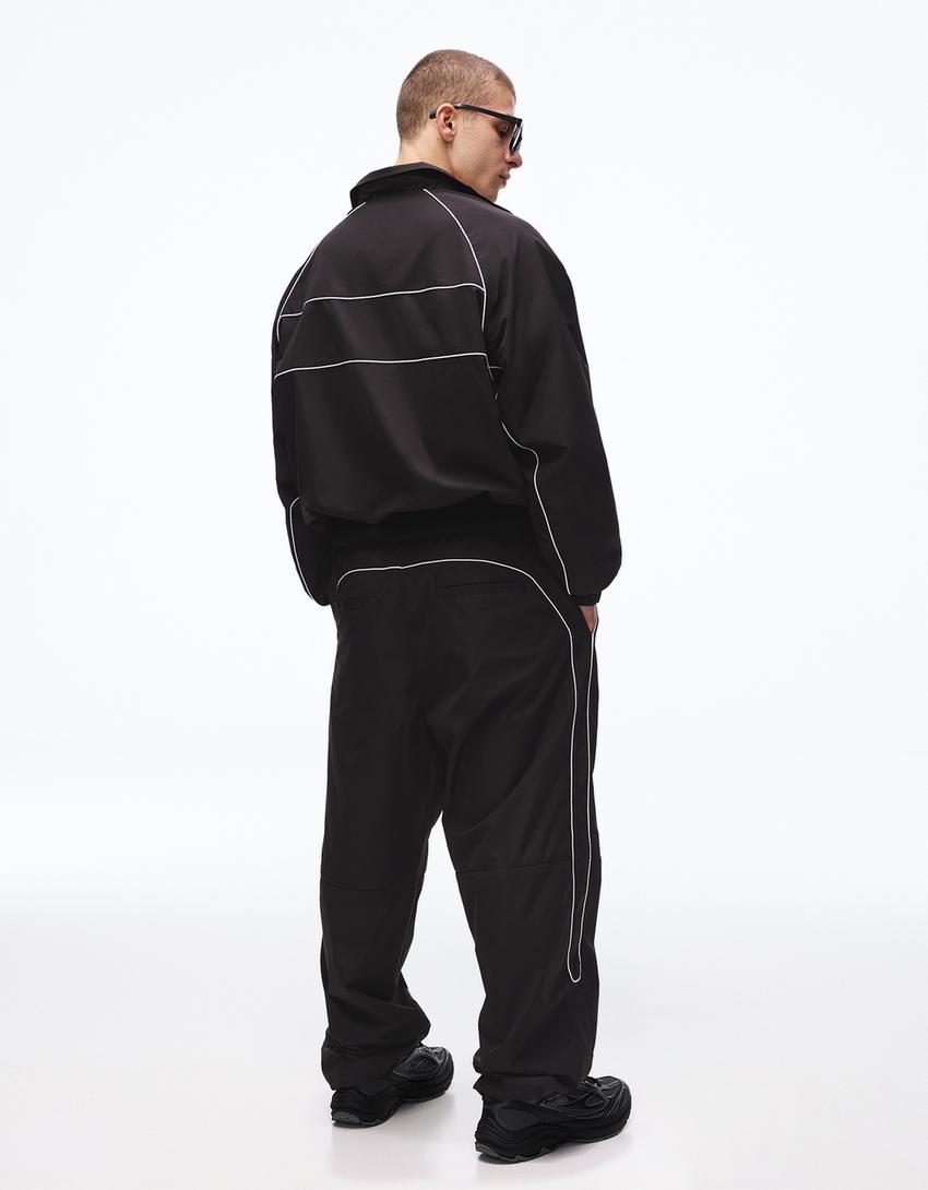 Super baggy technical trousers-Black