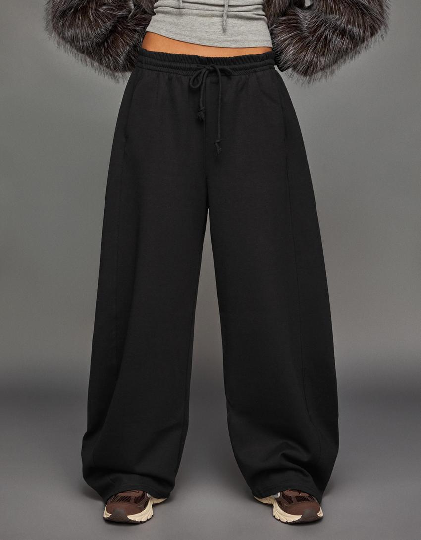 Pantalon barrel molleton-Noir